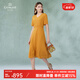 喬萬(wàn)尼真絲連衣裙商場(chǎng)同款2025夏季新款高端氣質(zhì)長(cháng)裙EI2E789 治愈黃 M