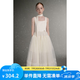 ELLE KIDS同色里襯】夏季女童甜美風(fēng)A字版U型領(lǐng)親膚背心網(wǎng)紗休閑連衣裙