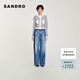 SANDRO2025春夏新款女裝法式撞色口袋圓領(lǐng)短款針織開衫SFPCA01174 24/灰色 M (2)