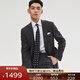 FULL MONTY羊毛西服套裝男高檔修身輕商務(wù)西裝套裝職業(yè)正裝結(jié)婚禮服 碳灰6589 48 碼上衣【西褲尺碼找客服備注】