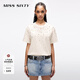 MISS SIXTY2025春季新款短袖T恤女時(shí)尚圓領(lǐng)重工釘珠寬松上衣 白色 M