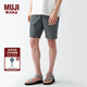 無印良品 MUJI 男式 棉水洗府綢 短褲休閑短褲男款夏季純棉全棉AED14A2S 深灰色 M