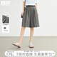 對白壓褶顯瘦闊腿休閑短褲女2025夏季新款小個子寬松a字五分中褲 深灰色 XL