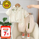 G.DUCKKIDS小黃鴨童裝男童夏裝套裝2025新款帥氣兒童衣服中國(guó)風(fēng)山水襯衫短袖 米色 80 7-11月(建議寶寶75-85cm)cm