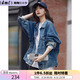 德瑪納（dme）牛仔外套女春季新款運(yùn)動(dòng)潮流顯瘦休閑上衣 A款牛仔藍(lán)色 L
