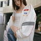 阿迪達斯 （adidas）三葉草女裝 秋季新款MOTO JKT W 賽車風立領運動寬松夾克外套 KG6677/漢玉白/黑色 XS