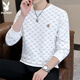 花花公子（PLAYBOY）長袖t恤男春秋季新款時尚百搭休閑修身衛(wèi)衣男潮流圓領(lǐng)簡約上衣男 白色 L