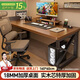 全品屋實(shí)木電腦桌雙人書桌辦公桌工作臺(tái)學(xué)生臺(tái)式電競(jìng)桌160CM