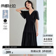 尚都比拉[100%桑蠶絲]女裝真絲連衣裙夏季輕薄裙子V領(lǐng)氣質(zhì)小黑裙 黑色 L