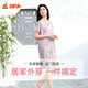 銅牛汗布印花連袖中式女裙2025春夏新款睡衣家居服裙裝女VQ084 寶相繁花-白-彩 M 165/90