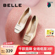 百麗（Belle）方扣高跟鞋女商場同款氣質(zhì)單鞋B1344CQ3 漆牛皮-杏色 35 (225mm)