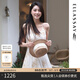 歌力思（ELLASSAY）博主同款25夏季新款歐若風印花可調(diào)節(jié)吊帶連衣裙女EWB362Y05100 駝混搭 XS