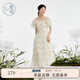 紫涵（ZIHAN）紫涵法式網(wǎng)紗連衣裙女夏季設(shè)計感仙女裙收腰中長款蛋糕裙 米金 M