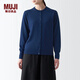 無印良品（MUJI）女式羊毛可水洗高針距圓領(lǐng)開衫長袖針織上衣女裝外套秋季BA1O5A3A 藍(lán)色 XS (150/76A)