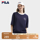 FILA 斐樂官方情侶款針織短袖衫2024夏季新款時(shí)尚休閑涼感抗菌T恤 秘鏡藍(lán)-DB S