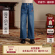 Teenie Weenie Kids小熊童裝25新年款女童休閑時(shí)尚寬松加絨牛仔褲 深藍(lán)色 150 cm