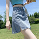 紅蜻蜓牛仔短裙女夏季2025年新款女裝防走光短褲女高腰a字包臀半身裙 淺藍色 M （99-115斤選）