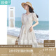 茵曼法式度假小個(gè)子連衣裙2025夏女裝新款白色中長(zhǎng)裙子 悠蘭杏  L