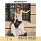 MAXRIENY【方媛同款】藍星花連衣裙優(yōu)雅小飛袖百褶氣質(zhì)收腰長裙夏 米白 M