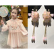 FIDQIOG國際品牌新款漢服女童公主裙中新中式連衣裙夏季 134蝴蝶漢服+017發(fā)夾 130
