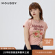 moussy 【熱銷爆款】甜美字母花卉印花修身短袖T恤028ISQ90-4211 091淺粉色 均碼