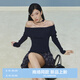 樂町【商場同款】新款設(shè)計感大翻領(lǐng)針織衫女裝修身長袖毛衣C1EEF3426 藏青藍（現(xiàn)貨） S