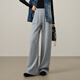 逸陽(yáng)云朵棉闊腿褲女春秋新款高腰藏藍色撞色香蕉運動(dòng)休閑褲子 花灰色 30
