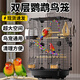 越瑞澤鳥籠鸚鵡專用鳥籠站桿鳥窩籠子虎皮玄鳳八哥鴿子畫眉中大型鳥籠 加高款曜石黑豪華鳥籠【7件套】 【長久耐用-雙層可住4-8只】