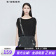 S.DEER圣迪奧夏季女裝簡約時尚百搭皮質拼接蝙蝠袖T恤S20280182 黑色/91 S 160