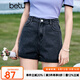 百圖betu女裝夏季新款牛仔褲高腰百搭顯瘦多色牛仔短褲女2305T54 深灰 M