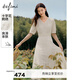 伊芙麗（eifini）伊芙麗V領(lǐng)雪紡繡花公主風(fēng)氣質(zhì)連衣裙2023夏季新款魚尾裙擺長裙女 米色 S 155/80A