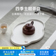 萬仟堂（Edenus） 萬仟堂茶盤陶瓷茶托日式簡約茶臺長方形單層干泡儲水茶承 四季盤 冬盤(不含茶具)羊脂白釉