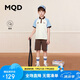 MQD童裝男童夏裝套裝polo領(lǐng)T恤兒童兩件套運(yùn)動短袖 米白 150