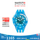 斯沃琪Swatch瑞士手表 潛航系列 時尚夜光透視石英腕表 藍火潛航 SSCU09S100