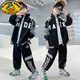 G.DUCKKIDS男童春秋裝套裝2024新款中大童兒童男孩洋氣棒球服酷帥運動春季潮 黑色【2件套】 160碼 適合身高145-155厘米