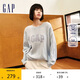 GAP女裝春秋可機(jī)洗抗靜電logo絞花毛衣寬松美式針織衫637635