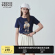 Teenie Weenie【索羅娜】女裝夏季簡約風(fēng)白色短袖T恤短款上衣 藏青色 S (160)