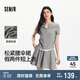 森馬（Semir）套裝女短款假兩件上衣松緊腰傘裙2025夏季時尚兩件套107425117002