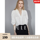 ELLE白色設(shè)計(jì)感V領(lǐng)襯衫女2025春裝新款寬松通勤職業(yè)裝輕奢氣質(zhì)上衣 白色 M
