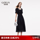 歌莉婭天絲連衣裙女夏季大方得體穿搭2025新款法式裙子1E5R4K800 00B黑色 M