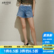 艾諾絲雅詩(shī)【商場(chǎng)同款】2025夏季新品新疆棉顯瘦高腰水洗短褲牛仔褲40533285 牛仔蘭 M