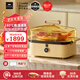 World Kitchen康寧電蒸鍋 玻璃大容量家用多功能蒸鍋 可預(yù)約電蒸箱電燉鍋 蒸煮燉一體 全自動蒸汽多用途鍋 8L 【全玻璃可視-單層】配雙燉盅