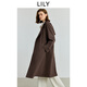 LILY2025秋新款復古廓形翻領(lǐng)腰帶收腰氣質(zhì)通勤休閑長(cháng)款風(fēng)衣外套女 711深咖啡 M
