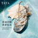 他她（TATA）涼鞋女鞋2025夏季新款法式氣質粗跟閃鉆一字帶外穿拖鞋女 銀色 38