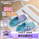 Skechers斯凱奇童鞋女童洞洞鞋沙灘鞋夏季一腳套印花透氣兒童涼鞋302114L 【彩虹】青綠色/多彩色/TQMT 33.5
