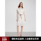 ELLE法式撞色襯衫式連衣裙女2025夏季新款編織腰帶優(yōu)雅顯瘦短裙子 米白 M