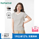 熱風(fēng)短袖t恤女25年春季新款基礎(chǔ)純色圓領(lǐng)短袖正肩打底衫T恤上衣內(nèi)搭女 40黑白條紋 XL