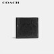 蔻馳（COACH）【品牌直供】男士短款折疊錢包卡包黑色皮革 七夕禮物 送男友
