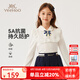 英氏（YEEHOO）兒童t恤女童長袖上衣秋季娃娃領(lǐng)學(xué)院風(fēng)polo衫秋裝新款中大童裝 百褶花邊蝴蝶結(jié)白色 160