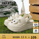 Semir女鞋洞洞鞋女夏季休閑一腳蹬沙灘拖鞋涼鞋女SSM252009 米色 37-38